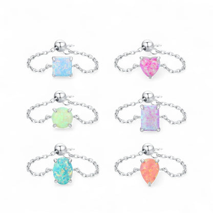 Dainty Opal Adjustable Chain Ring