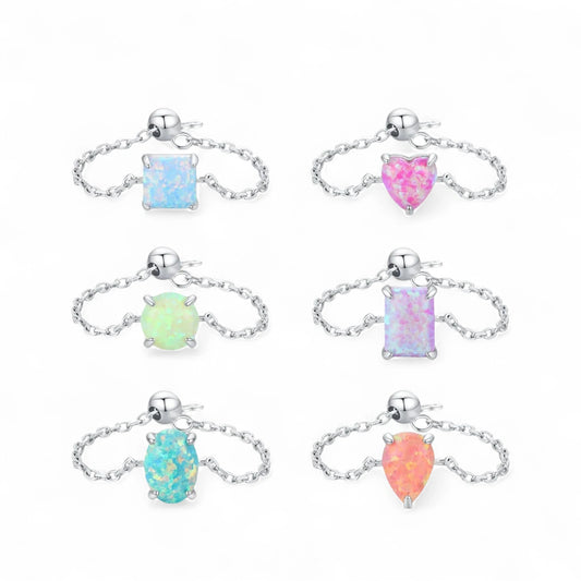 Dainty Opal Adjustable Chain Ring