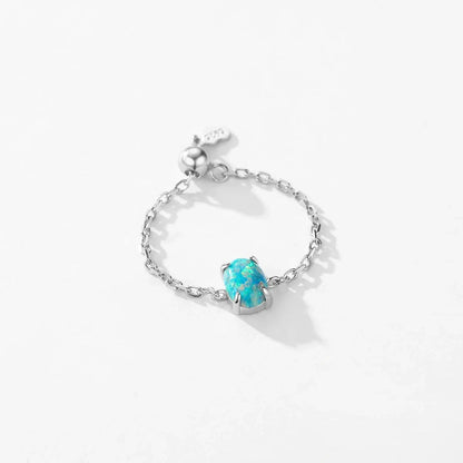 Dainty Opal Adjustable Chain Ring