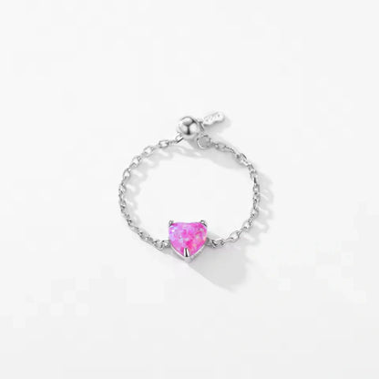 Dainty Opal Adjustable Chain Ring