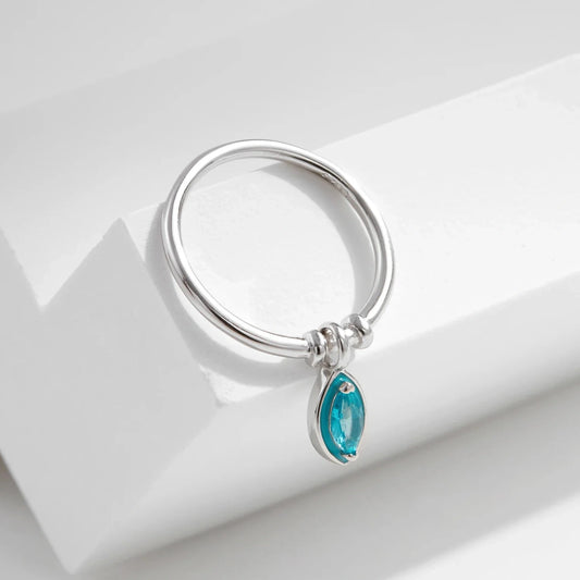 Blue Marquise Dangle Ring