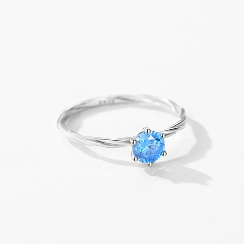 Blue Twist Solitaire Ring