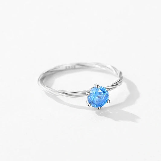 Blue Twist Solitaire Ring