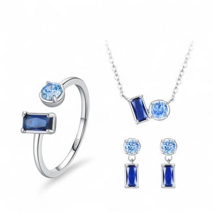 Blue Dual Stone Jewellery Set