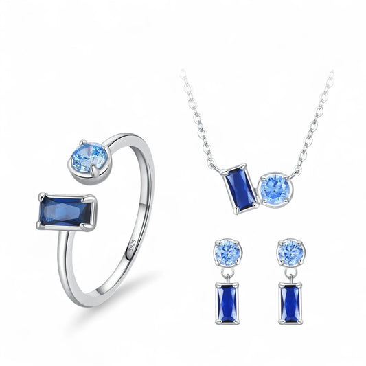 Blue Dual Stone Jewellery Set