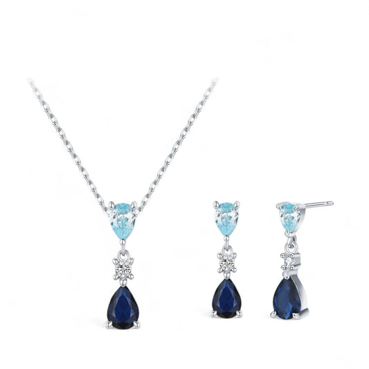 Dual Stone Teardrop Jewellery Set