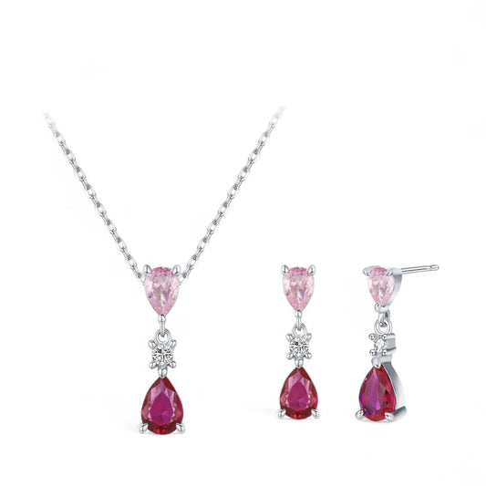 Dual Stone Teardrop Jewellery Set