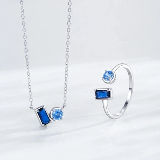 Blue Dual Stone Jewellery Set